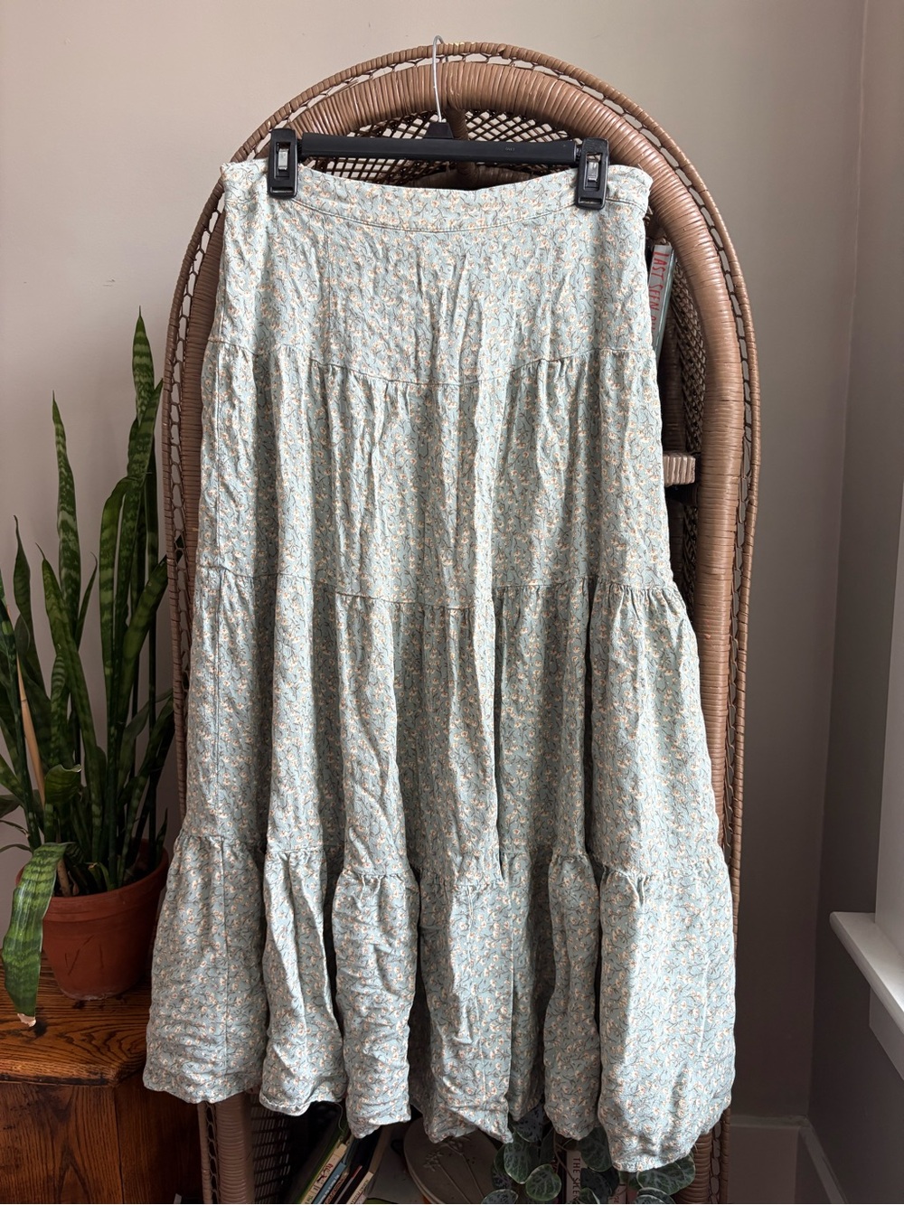 Lulu's Soft Blue Floral Tiered Maxi Skirt